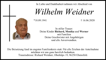 Anzeige von Wilhelm Weidner von MGO