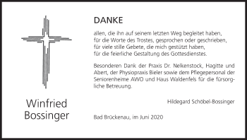 Anzeige von Winfried Bossinger von MGO