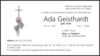 Anzeige von Ada Geisthardt von MGO