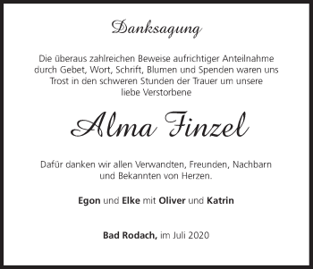 Anzeige von Alma Finzel von MGO