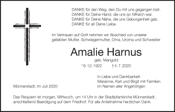 Anzeige von Amalie Harnus von MGO