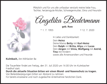 Anzeige von Angelika Biedermann von MGO