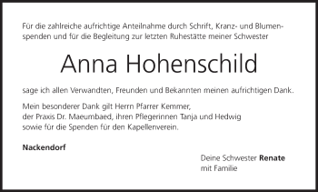 Anzeige von Anna Hohenschild von MGO
