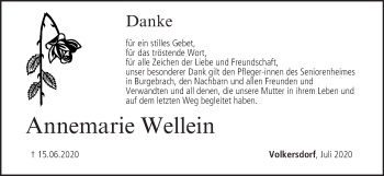 Anzeige von Annemarie Wellein von MGO