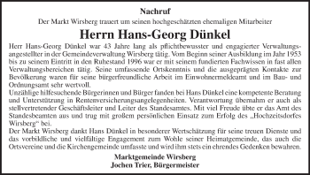 Anzeige von Ans-Georg Dünkel von MGO