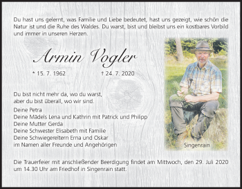 Anzeige von Armin Vogler von MGO