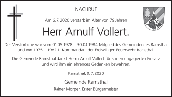 Anzeige von Arnulf Vollert von MGO