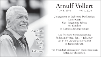 Anzeige von Arnulf Vollert von MGO