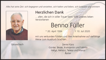 Anzeige von Benno Füller von MGO