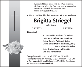 Anzeige von Brigitta Striegel von MGO