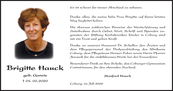 Anzeige von Brigitte Hauck von MGO