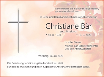 Anzeige von Christiane Bär von MGO