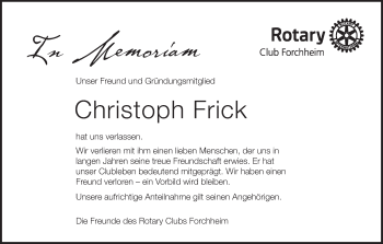 Anzeige von Christoph Frick von MGO
