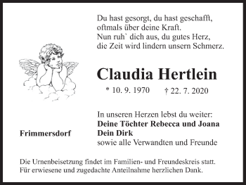 Anzeige von Claudia Hertlein von MGO