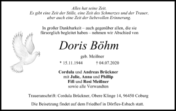 Anzeige von Doris Böhm von MGO