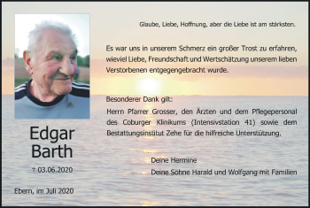Anzeige von Edgar Barth von MGO