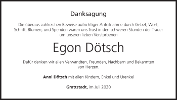 Anzeige von Egon Dötsch von MGO