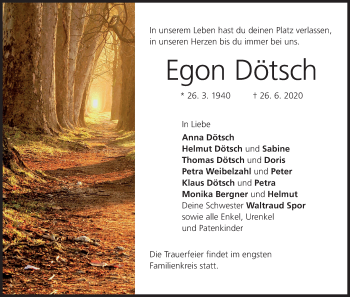 Anzeige von Egon Dötsch von MGO