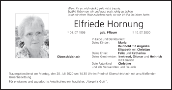 Anzeige von Elfriede Hornung von MGO