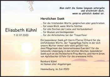 Anzeige von Elisabeth Kühnl von MGO
