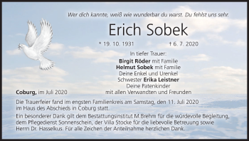 Anzeige von Erich Sobek von MGO