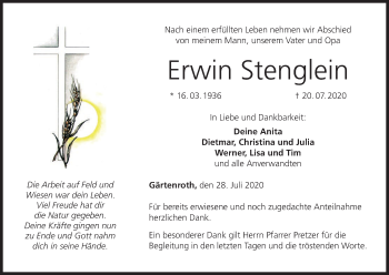Anzeige von Erwin Stenglein von MGO