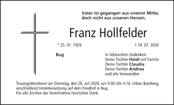 Anzeige von Franz Hollfelder von MGO