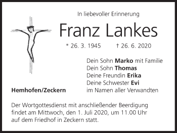 Anzeige von Franz Lankes von MGO