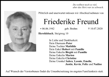 Anzeige von Friederike Freund von MGO