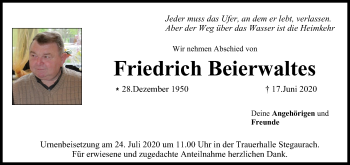 Anzeige von Friedrich Beierwaltes von MGO