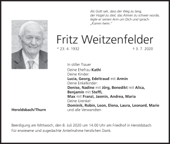 Anzeige von Fritz Weitzenfelder von MGO