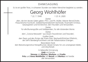 Anzeige von Georg Wohlhöfer von MGO