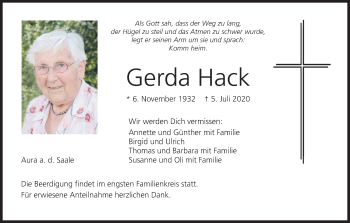 Anzeige von Gerda Hack von MGO