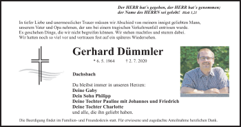 Anzeige von Gerhard Dümmler von MGO