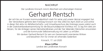 Anzeige von Gerhard Rentsch von MGO