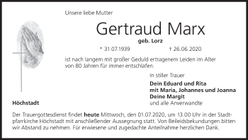 Anzeige von Gertraud Marx von MGO