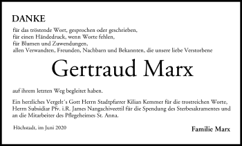 Anzeige von Gertraud Marx von MGO