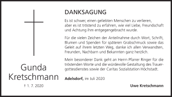 Anzeige von Gunda Kretschmann von MGO