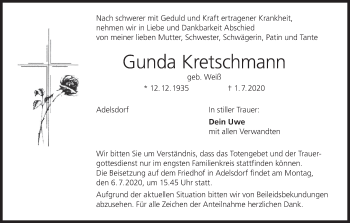 Anzeige von Gunda Kretschmann von MGO