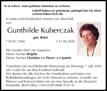 Anzeige von Gunthilde Kuberczak von MGO