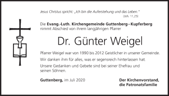 Anzeige von Günter Weigel von MGO