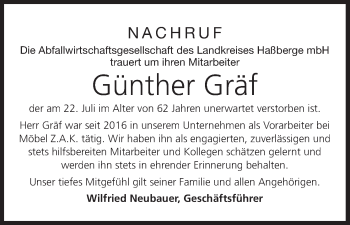 Anzeige von Günther Gräf von MGO