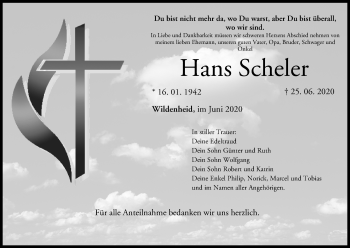 Anzeige von Hans Scheler von MGO