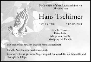 Anzeige von Hans Tschirner von MGO