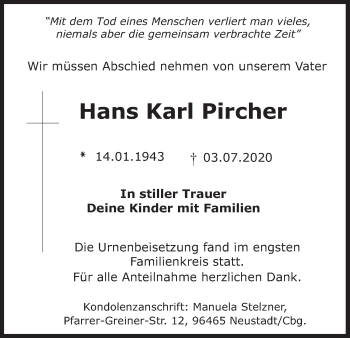 Anzeige von Hans Karl Pircher von MGO