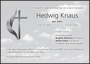 Anzeige von Hedwig Knaus von MGO