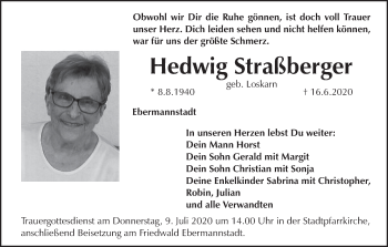 Anzeige von Hedwig Straßberger von MGO