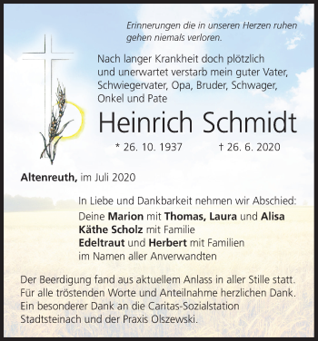 Anzeige von Heinrich Schmidt von MGO