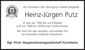 Anzeige von Heinz-Jürgen Putz von MGO