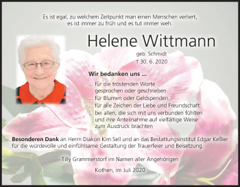 Anzeige von Helene Wittmann von MGO